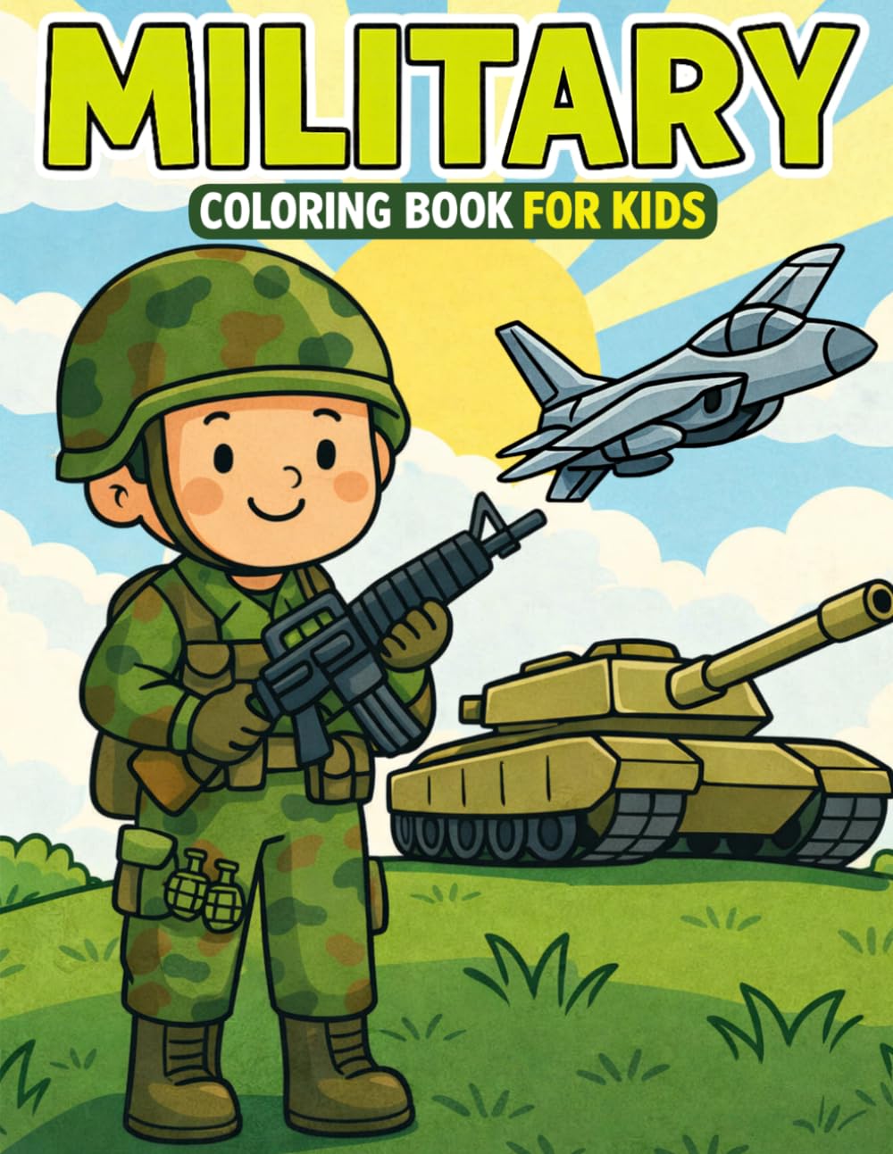 Military Coloring Book for Kids: Color Tanks, Planes, Trucks, Helicopters, Soldiers, and Army Vehicles with Fun