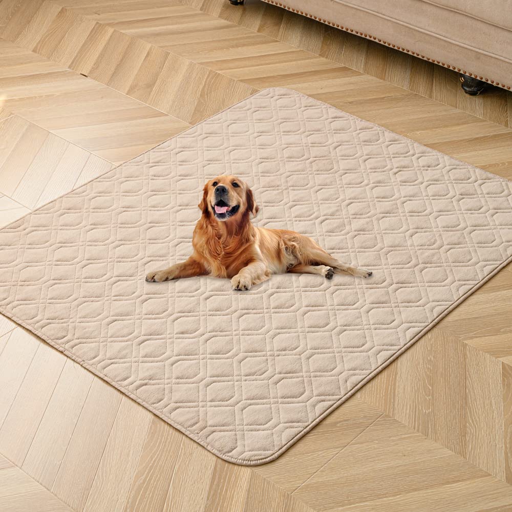 Photo 1 of Ameritex Waterproof Dog Bed Cover Pet Blanket for Bed Sofa Couch Anti-Slip with Back Silicon Rubber Print Stay in Place 50x65 Inch (Pack of 1) Beige