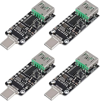 4pcs USB-C PD QC DC 5V 9V 12V 15V 20V Adjustable Voltage Power Trigger Module 5A Type-C Male USB Port Input Type-C Male - USB