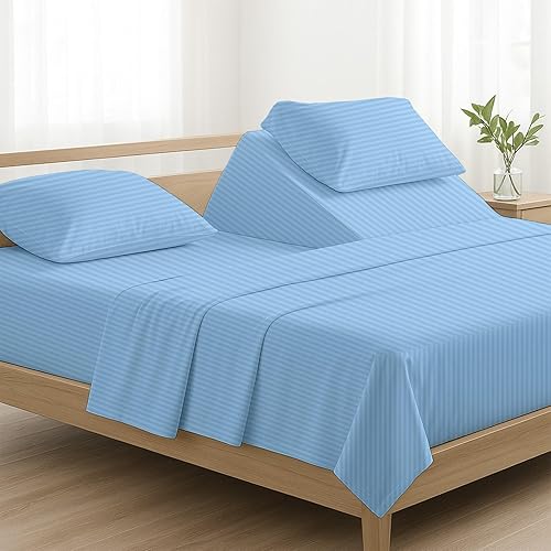 Miniatura 17 de NON Sticky cotton Juego de sábanas Queen de 4 piezas para cama ajustable con números de sueño, sábanas de cama 100% algodón egipcio, cabezal