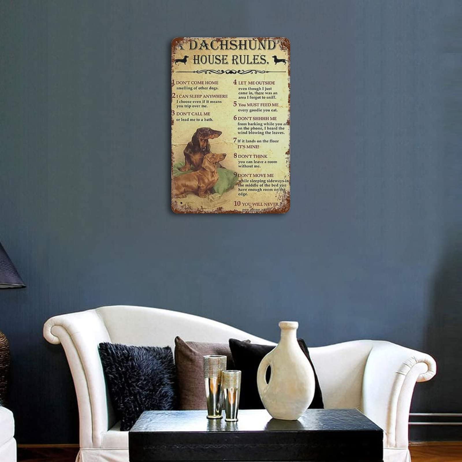 Targa in metallo con regole della casa, 20 x 30 cm, per casa, caffè, garage, decorazione da parete, poster vintage per bar, casa e bar