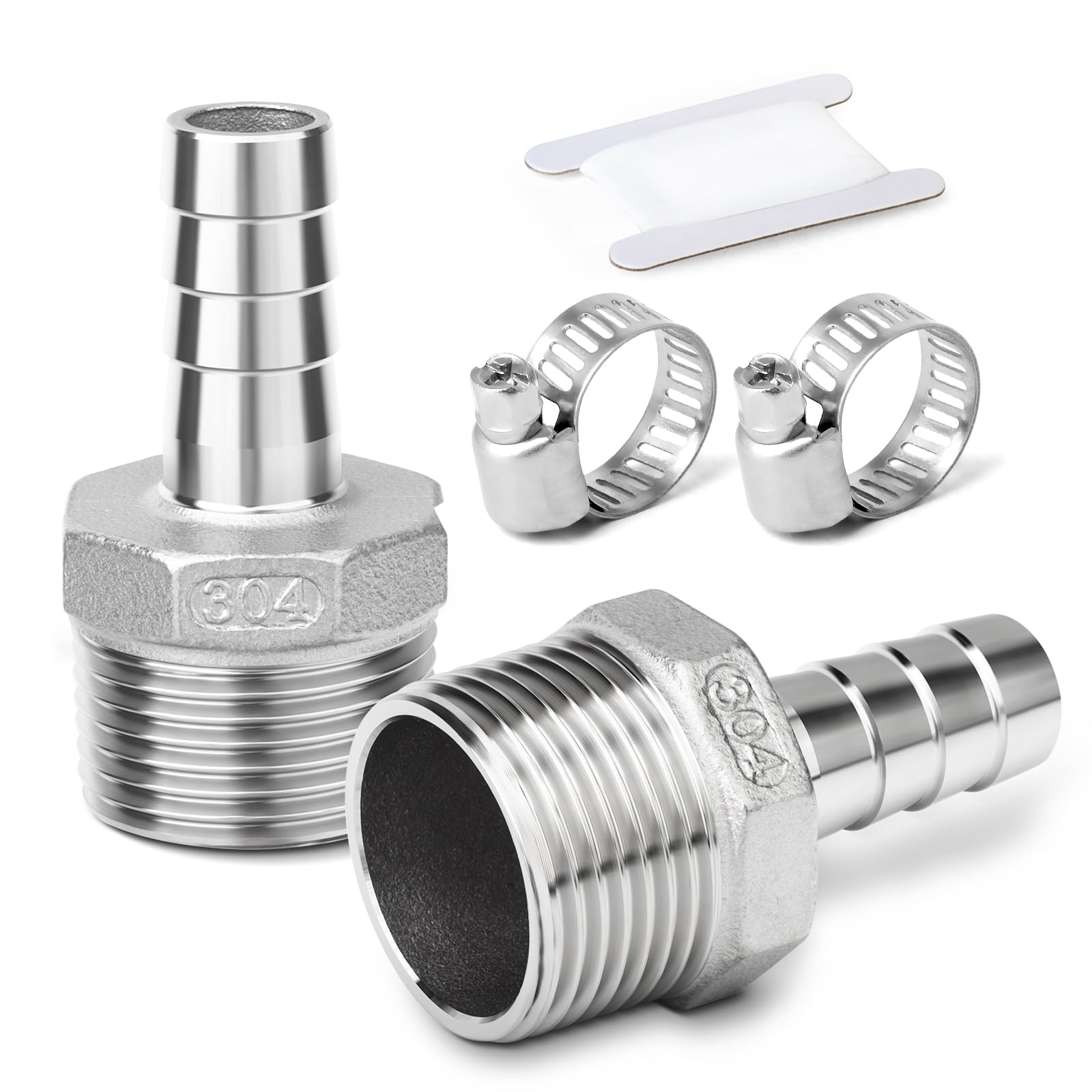 10 piezas de acero inoxidable 304 8 mm OD Barb a 1/2 "BSP barb de manguera macho, el agua de compresión de accesorios, industrial — view 26