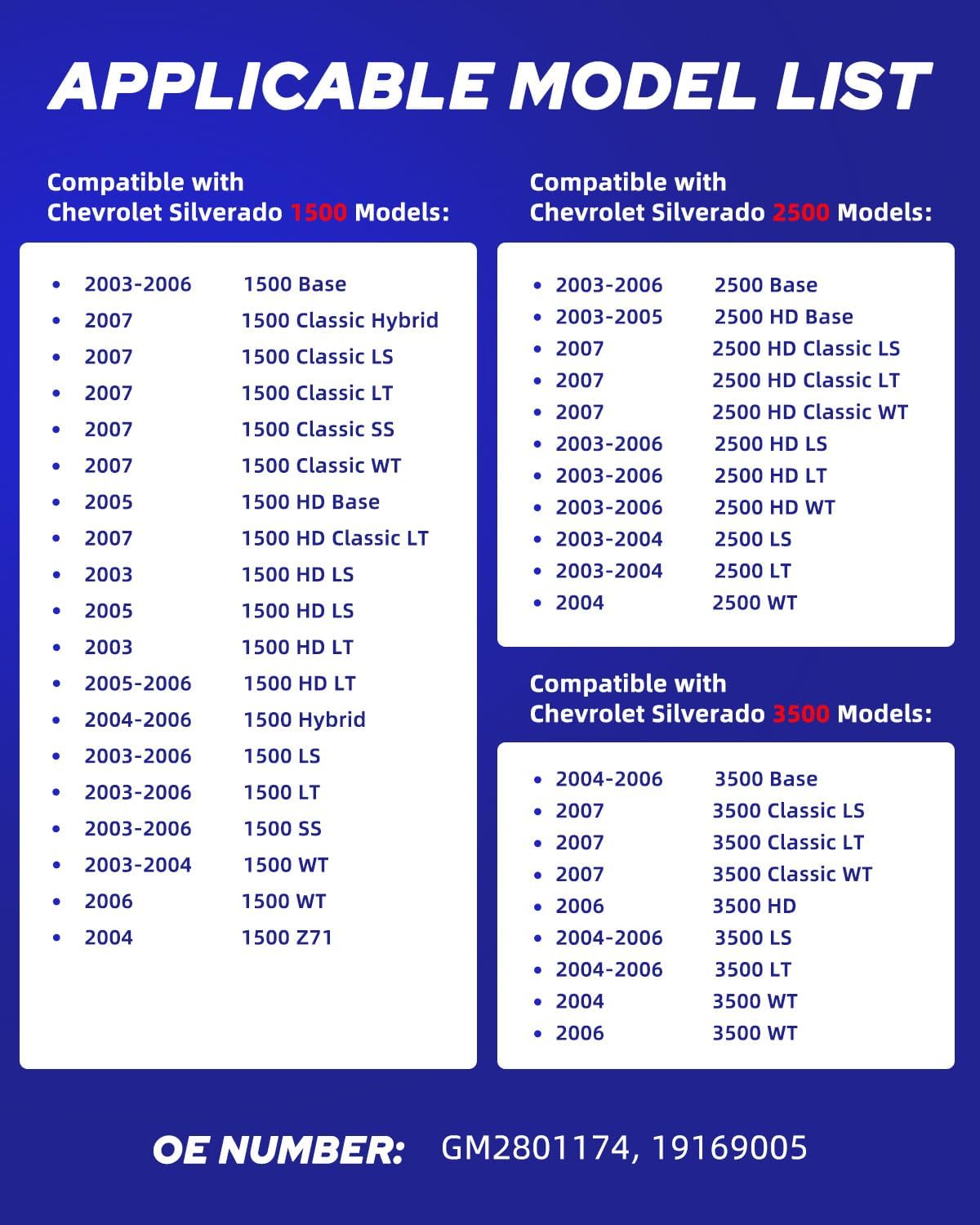 AUTOONE - For 2003 2004 2005 2006 Chevy Silverado Tail Light Assembly Factory OEM Taillights Compatible with Chevrolet Silverado 1500/ 2500HD/ 3500, Driver & Passenger Side