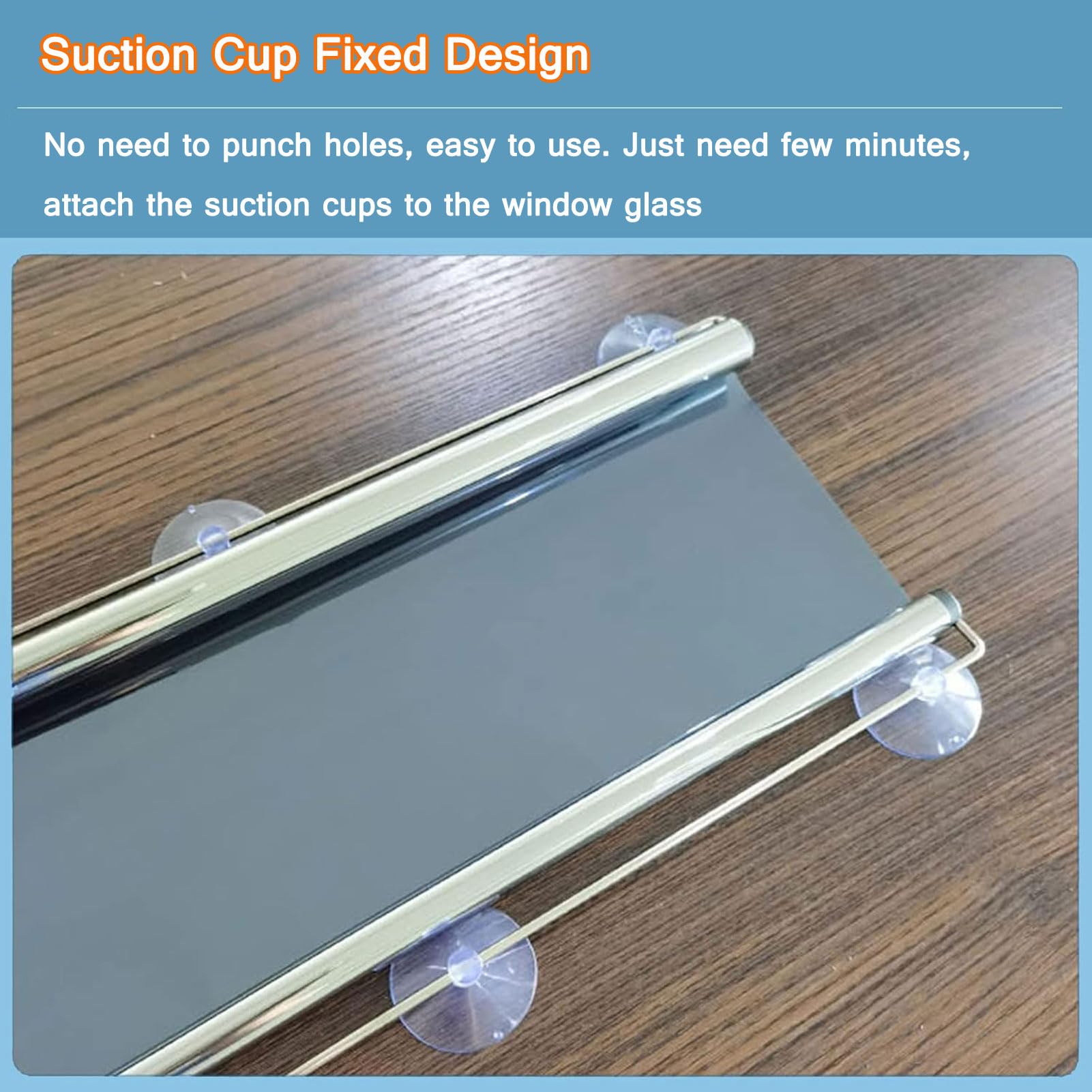 HUHJYUGE Saugnapfes Rollo Fensterrollo, Sonnenschutz Verdunkelungsrollo mit Saugnäpfen, Sichtschutz Temporäre Jalousien für Fenster, Sichtschutz Einziehbarer, Ohne Bohren (50X200cm)