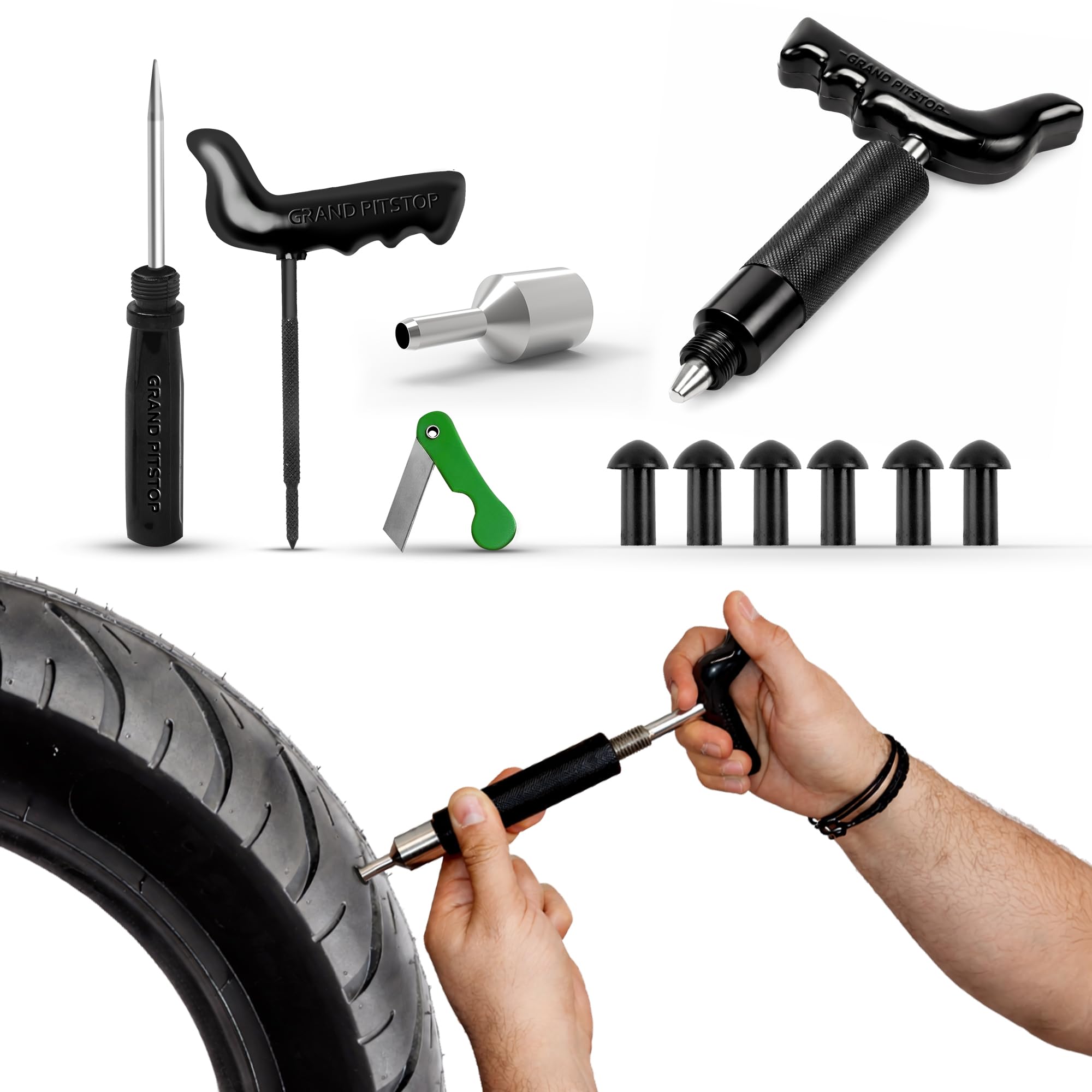 GRAND PITSTOP Replacement Mushroom Plugs for tubeless Tire Puncture Repair kit - for Cars, Motorcycles- Spare Plugs (Mini PK + 6 Plugs)