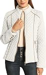 Bellivera Women's Fleece-Lined Diamond Quilted Puffer Jacket | Winter Coat Stand Collar Casual Padded Outerwear with Soft Thermal Lining, Zipper Front, and Classic Stitched Surface