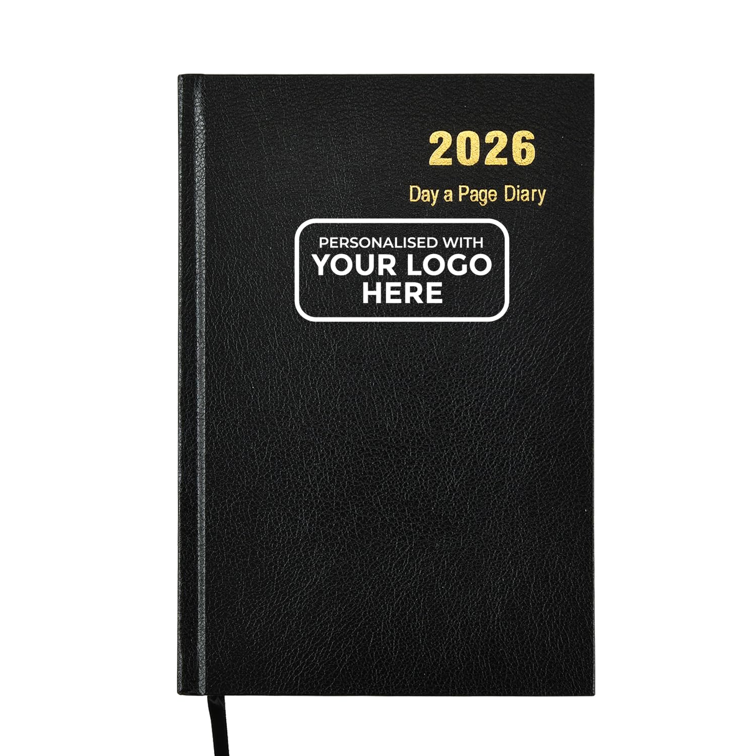 ARPAN Personalised Diary 2026 A5 – Custom Page a Day planner with Logo, Hardback Daily Planner, 2026 Diary Day per Page for Office, Work, Home & Bookings (Black A5 with Logo)