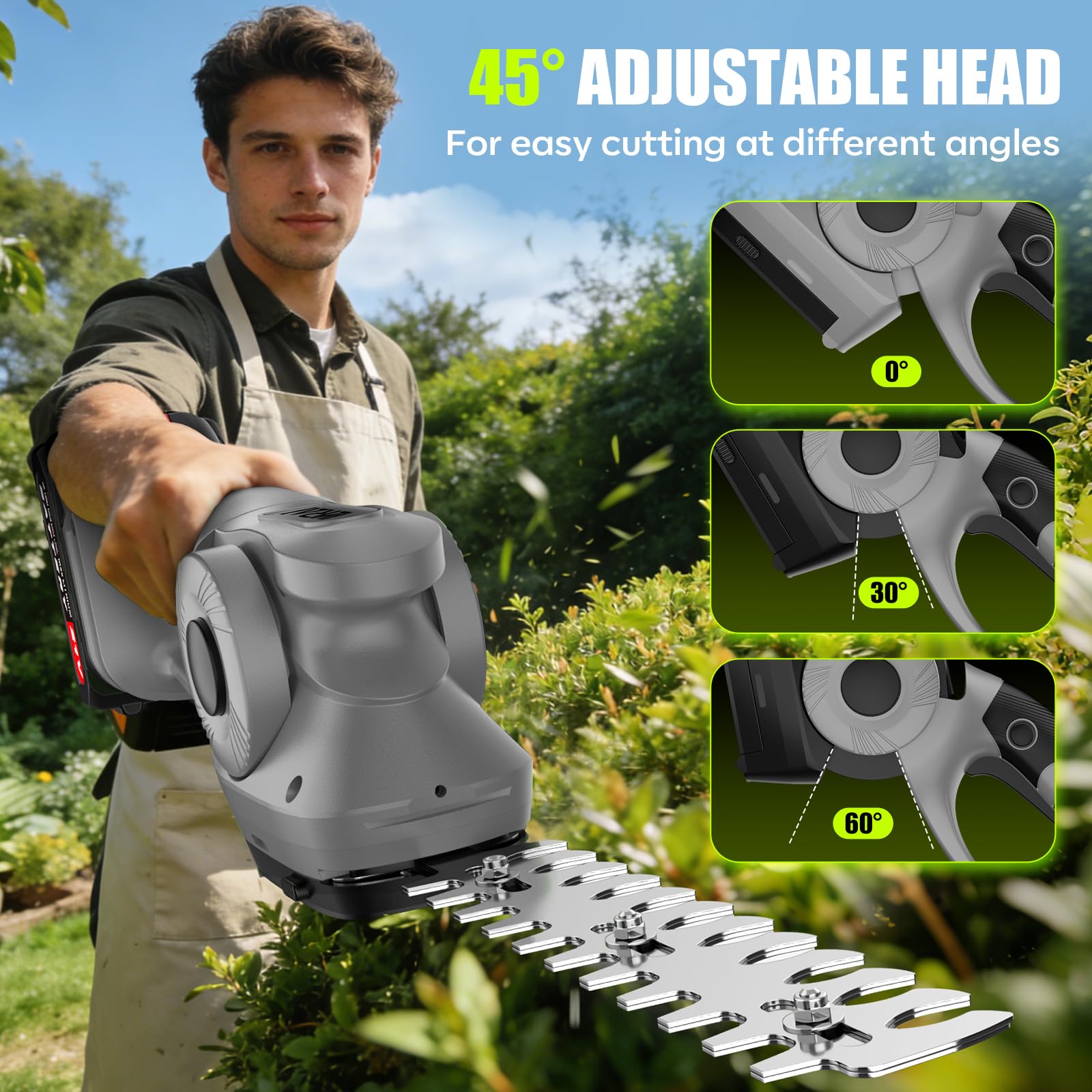 Supleap 2-in-1 600W 21V Cordless Hedge Trimmer, Gray view 6
