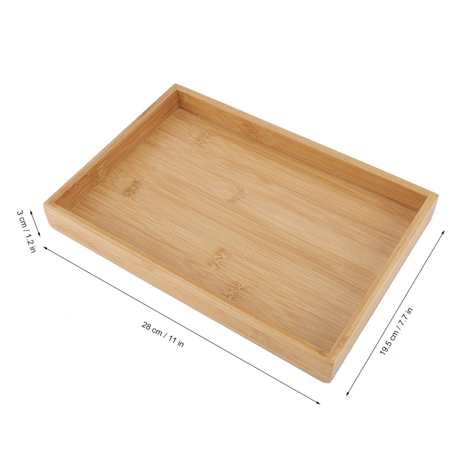 2 Stück Bambus Tablett Rechteckig | 25x14x2cm, Natürliches Holz, Vielseitig Als Untersetzer, Snackteller Oder Deko