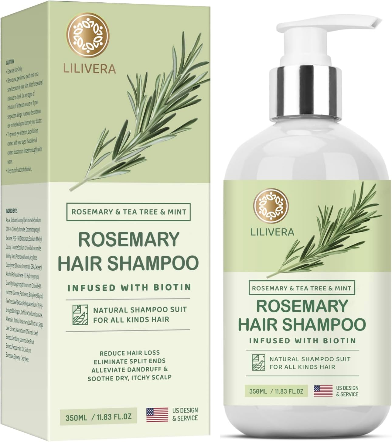 Rosemary Shampoo with Botion, Tea Tree and Mint for Men and Women - Advanced Formula for All Hair Types