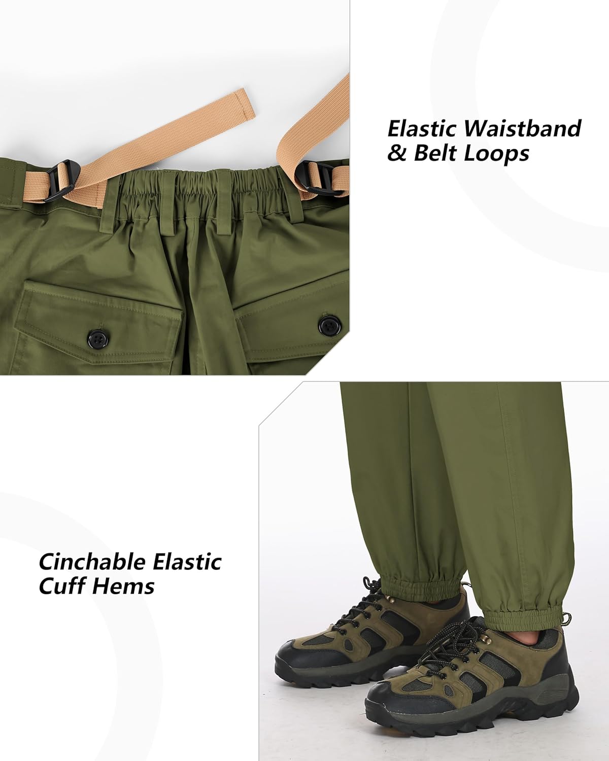 Women's Cotton Cargo Pants High Waist Adjustable Outdoor Hiking Pants with Pockets Stretch Travel Work Casual Pants - Image 4