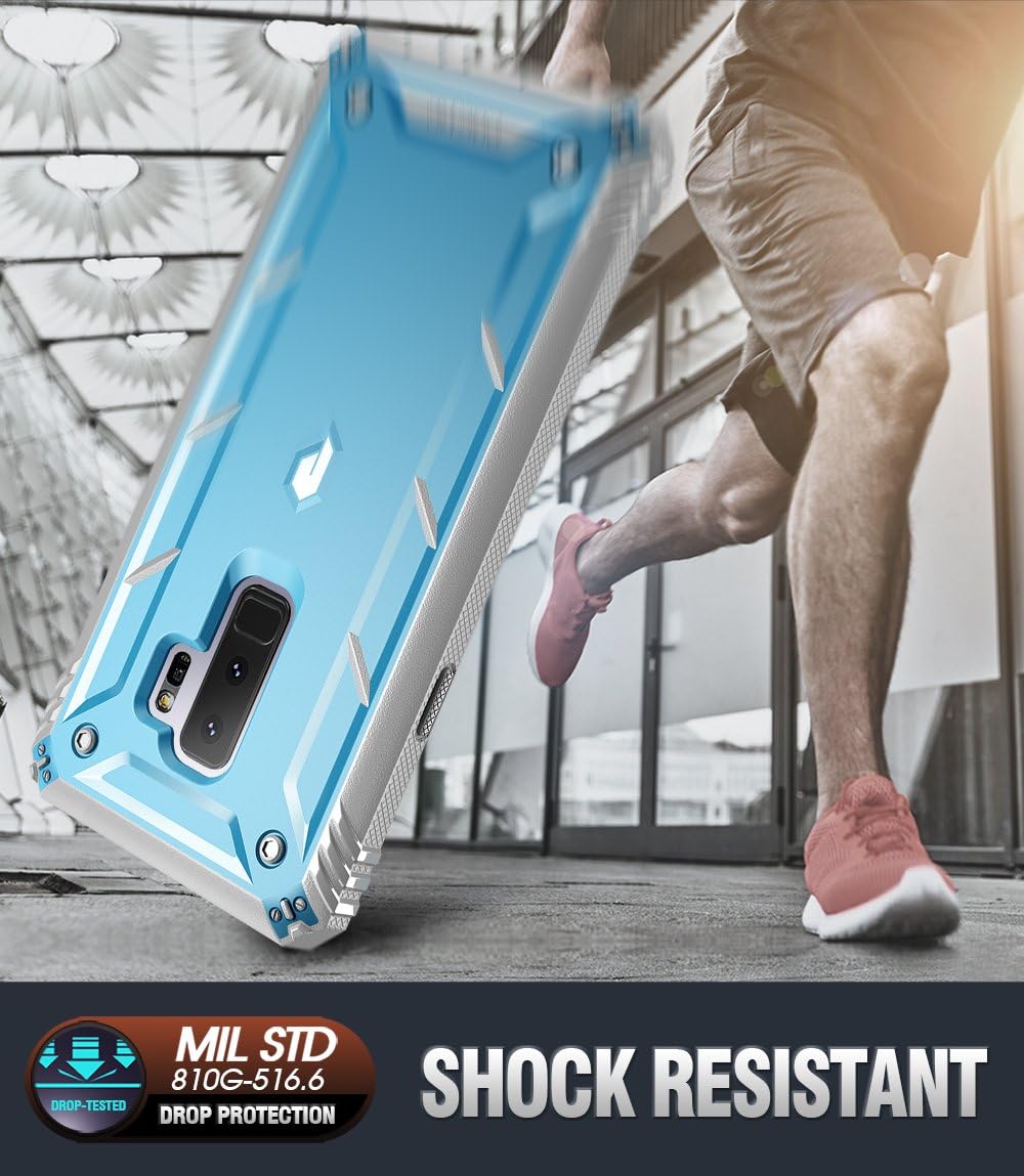 Poetic Galaxy S9 Plus Rugged Case, Revolution [360 Degree Protection] Full-Body Rugged Heavy Duty Case with [Built-in-Screen Protector] for Samsung Galaxy S9 Plus Blue/Gray