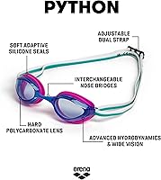 Vista 34 de ARENA Gafas de natación unisex Python Racing para hombres y mujeres, antivaho, sin fugas, máxima comodidad, doble correa, lente con espejo/sin espejo