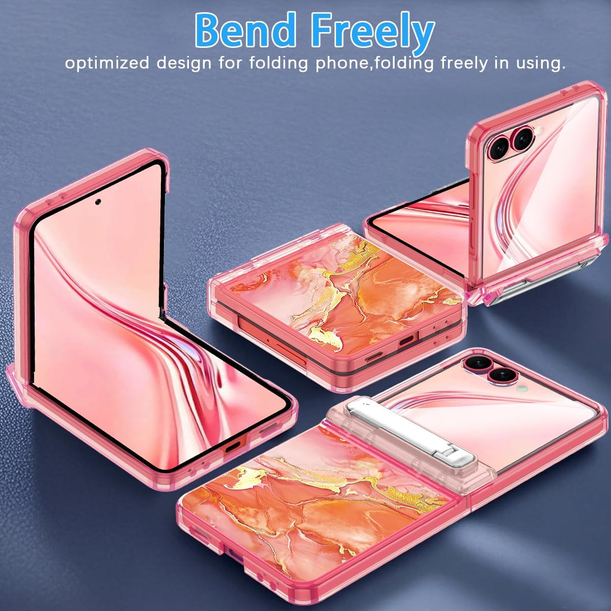 for Galaxy Z Flip 7 Case,[Compatible with MagSafe][Built-in Screen Protector][Kickstand][Hinge Protection],Hard PC Slim Fit Shockproof Protective Case for Samsung Galaxy Z Flip 7,Hot Pink