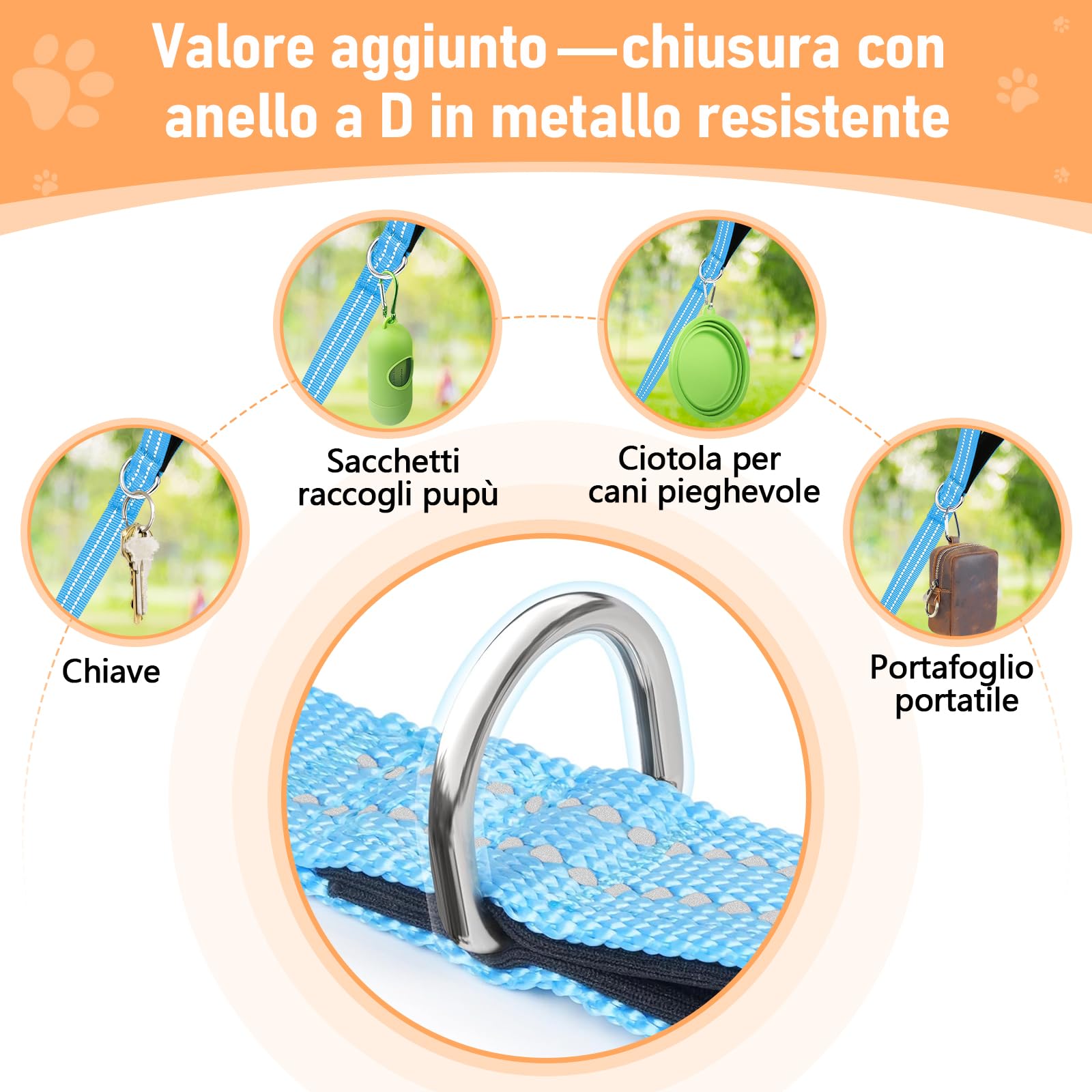 X XBEN Guinzaglio Addestramento per Cani Resistente e Leggero, 3M 5M 10M 15M 20M 25M 30M 50M Lunghina per Cane, Guinzaglio per Cani Con Impugnatura Comfort e fibbia a D, per Tutti i Cani
