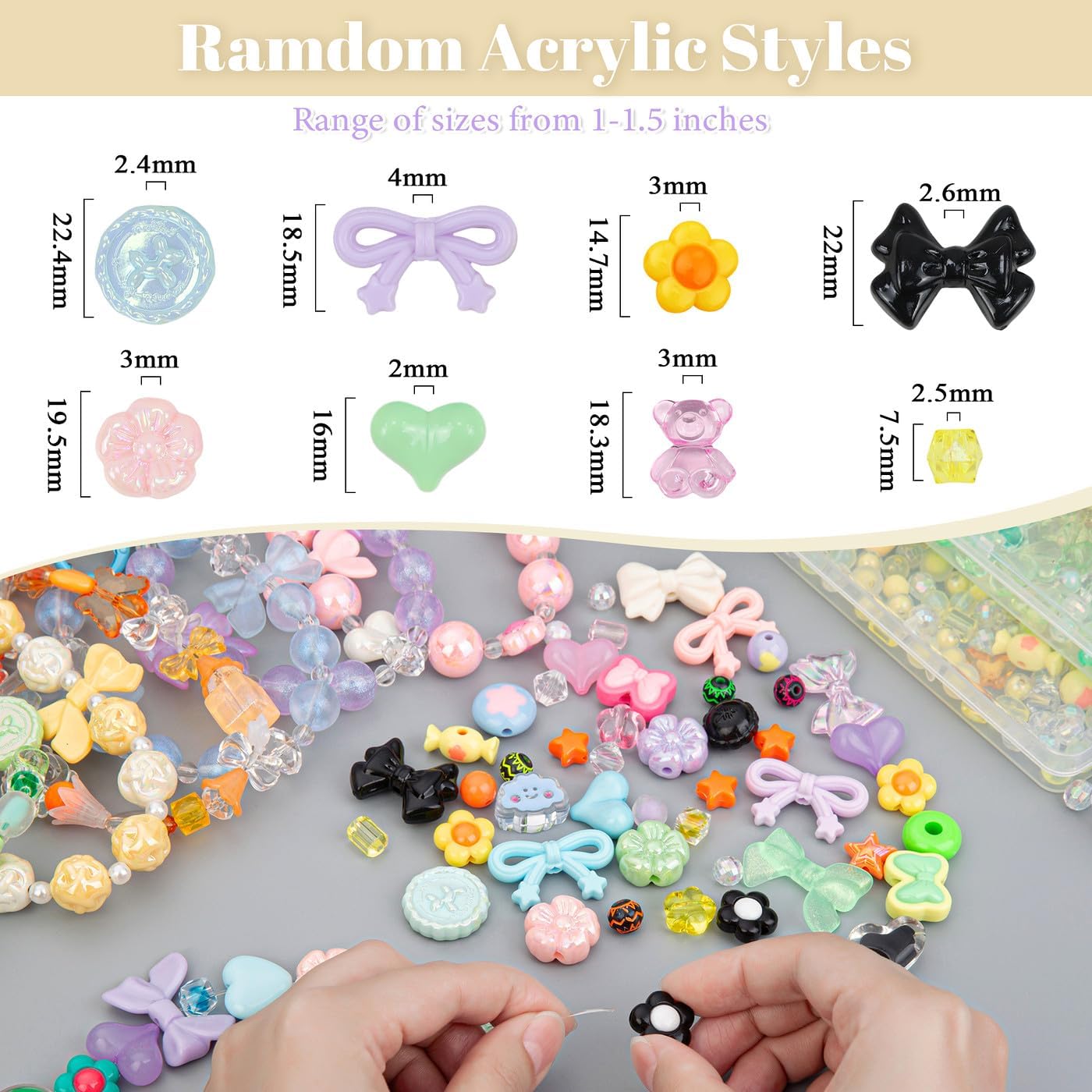 LAIDANLA 8 Color Assorted Acrylic Beads for Bracelet image 2