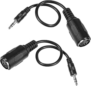 2 Pack of Type-A MIDI to 3.5mm Adapter, 14" MIDI Female to TRS 3.5mm Male Breakout Cable Audio Converter BMIDI-5-35 Type A TRS Male 5-pin DIN Cable Ultra-Small Plugs for Keyboards Synths DAWs