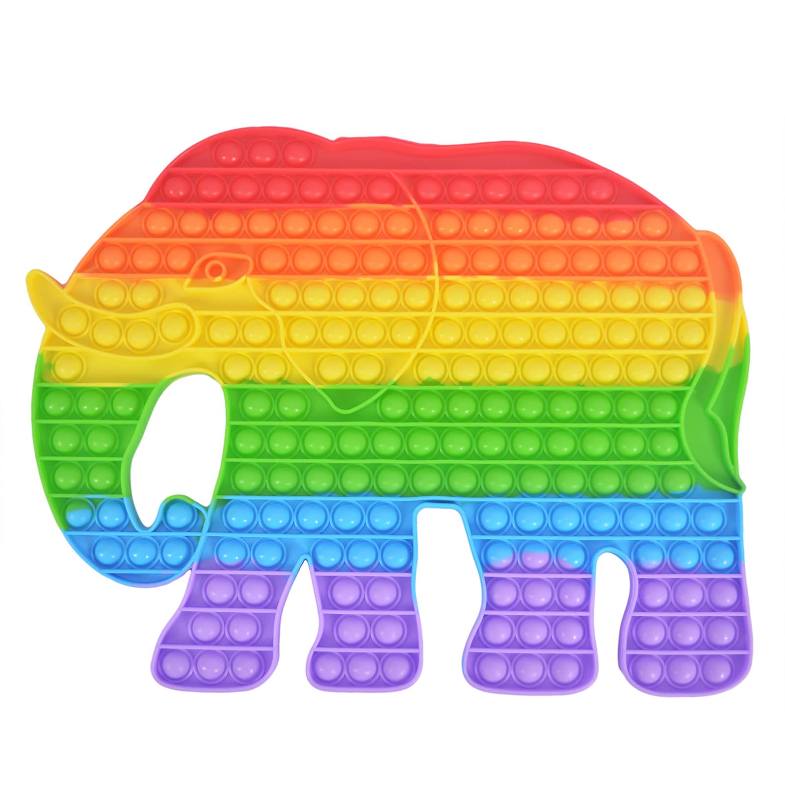 Vrogadso 18X14 Inches 263 Bubbles Big Giant Jumbo Rainbow Elephant Shape with Eye Pop Bubble Fidget Toy, Animal Shaped Sensory Silicone Stress Relief Parent-Child Toy