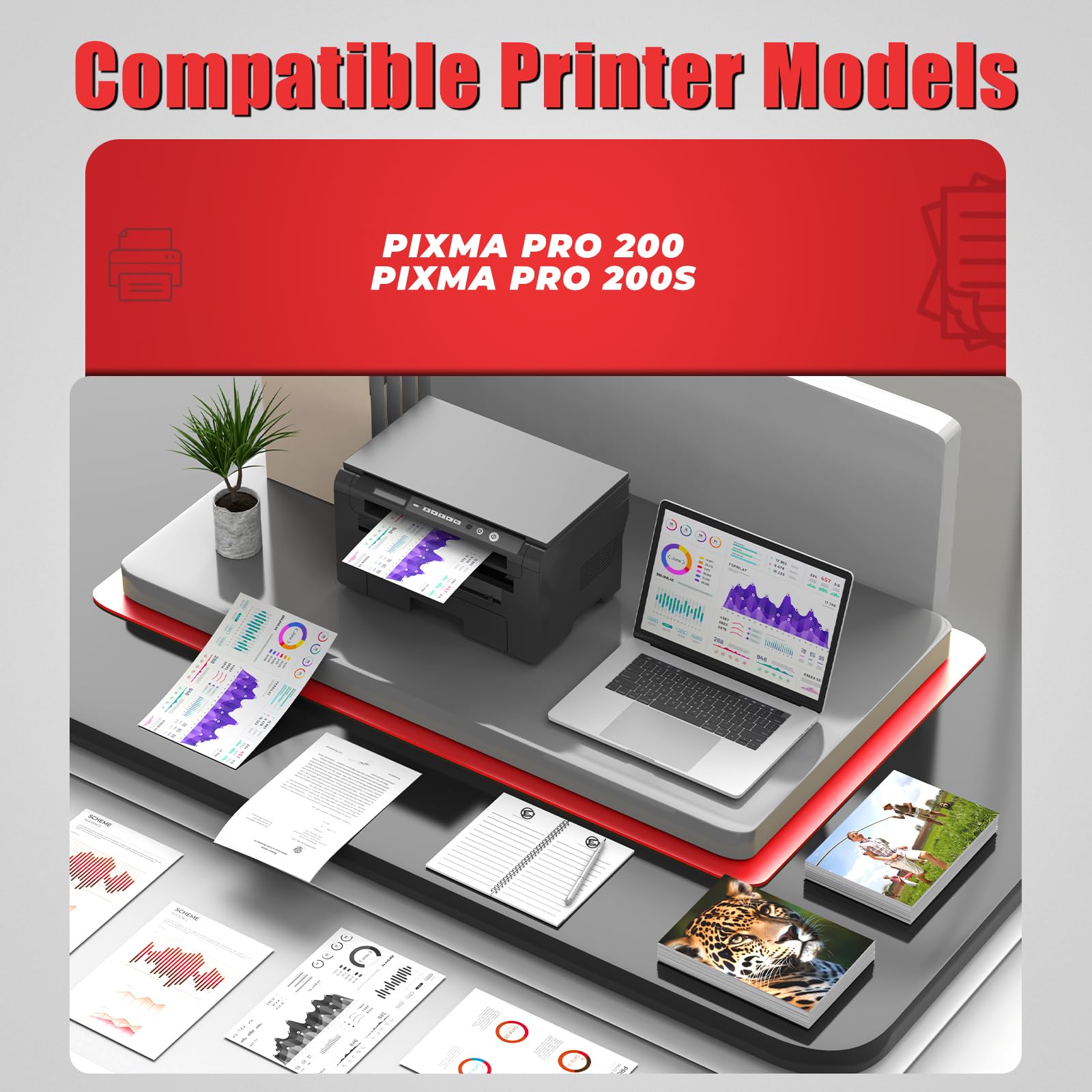 CLI-65 Pro 200 Ink Cartridges Compatible for Canon 65 CLI65 CLI-65 Ink Cartridge Value Pack Compatible for Canon pro 200 Ink Cartridges for PIXMA Pro 200 Pro-200 Pro 200s Pro200 Printers(8 Pack)