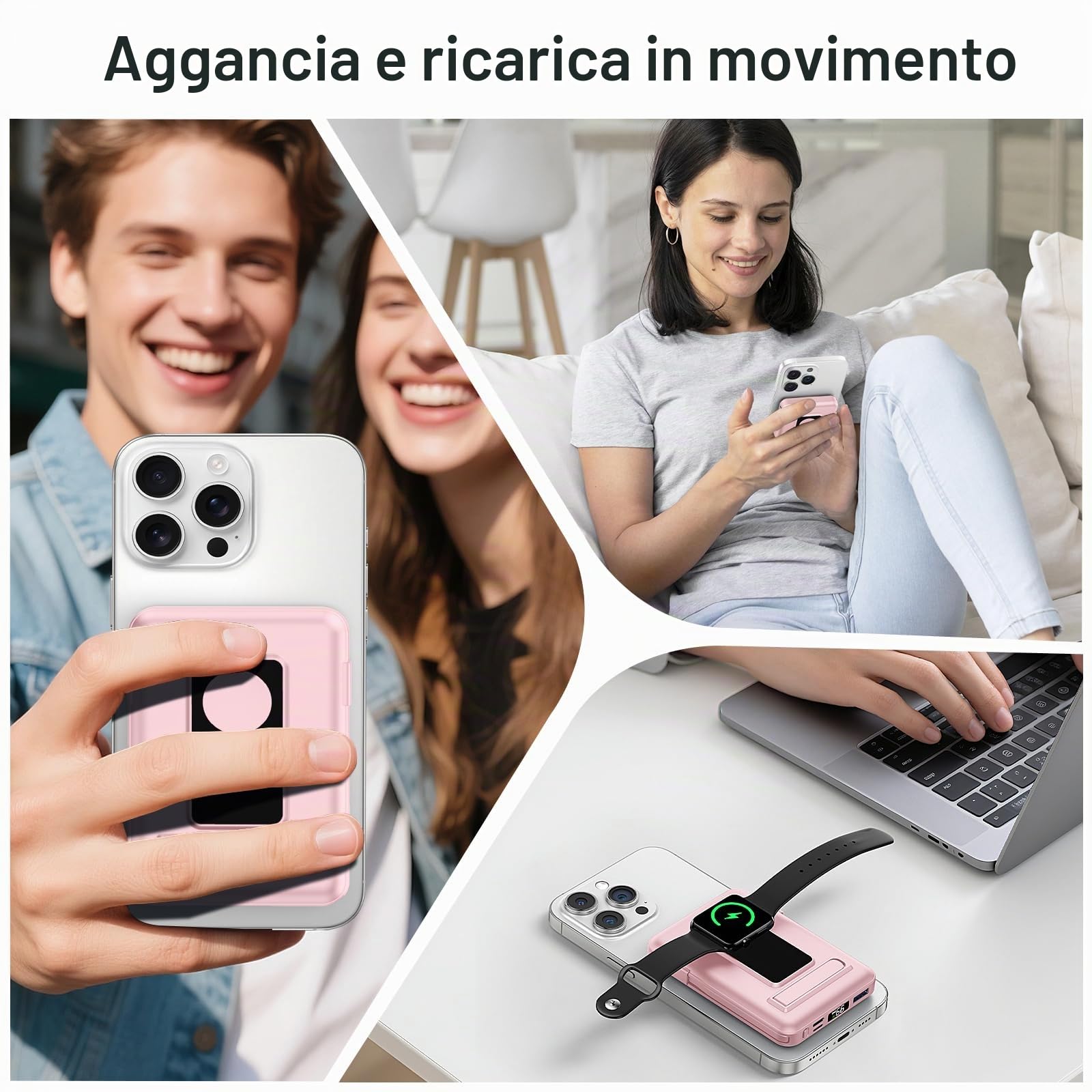 per Magsafe Power bank,10000mAhCaricatore Portatile Magnetico Wireless 20W, Ricarica Rapida con Display LED e cavo di ricarica USB-Cper iPhone 17/16/15/14/13/12 Pro/Pro Max/Plus/Apple Watch
