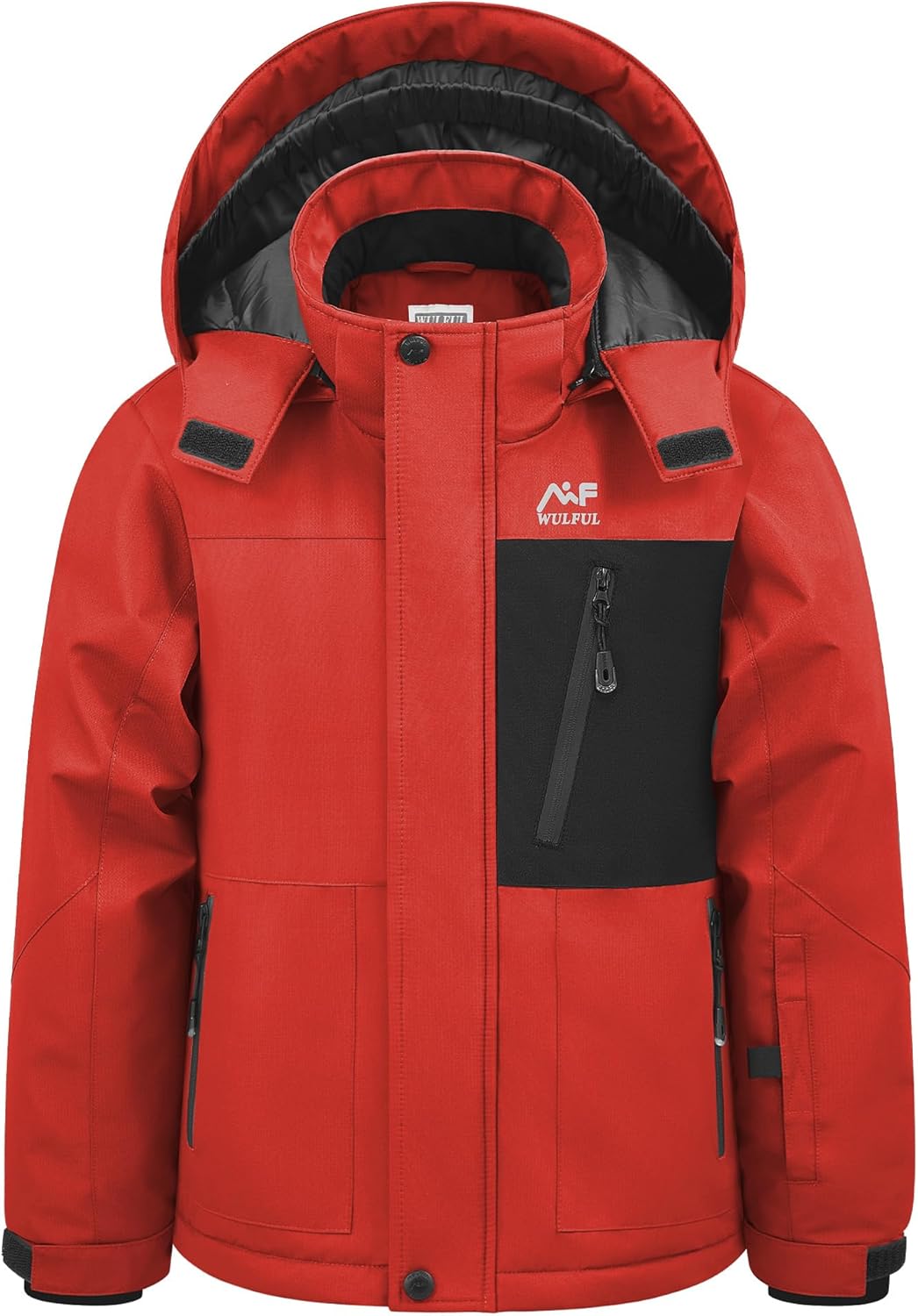 WULFUL Boy's Winter Waterproof Ski Coat Kids Windproof Snow Jacket with Detachable Hood