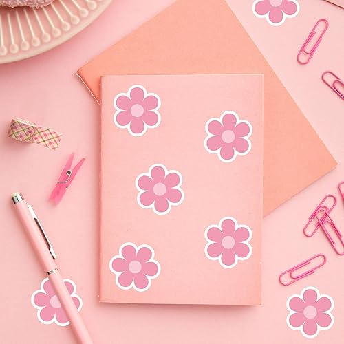 Miniatura 4 de Whaline 1000 calcomanías bohemias de margaritas rosadas con forma de margarita, diseño hippie, diseño de flores, autoadhesivas, estilo retro,