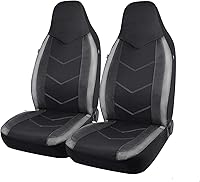 Vista 10 de Pic Auto Fundas de asiento de automóvil de respaldo alto,cuero sintético, compatible con bolsa de aire, ajuste universal, Negro