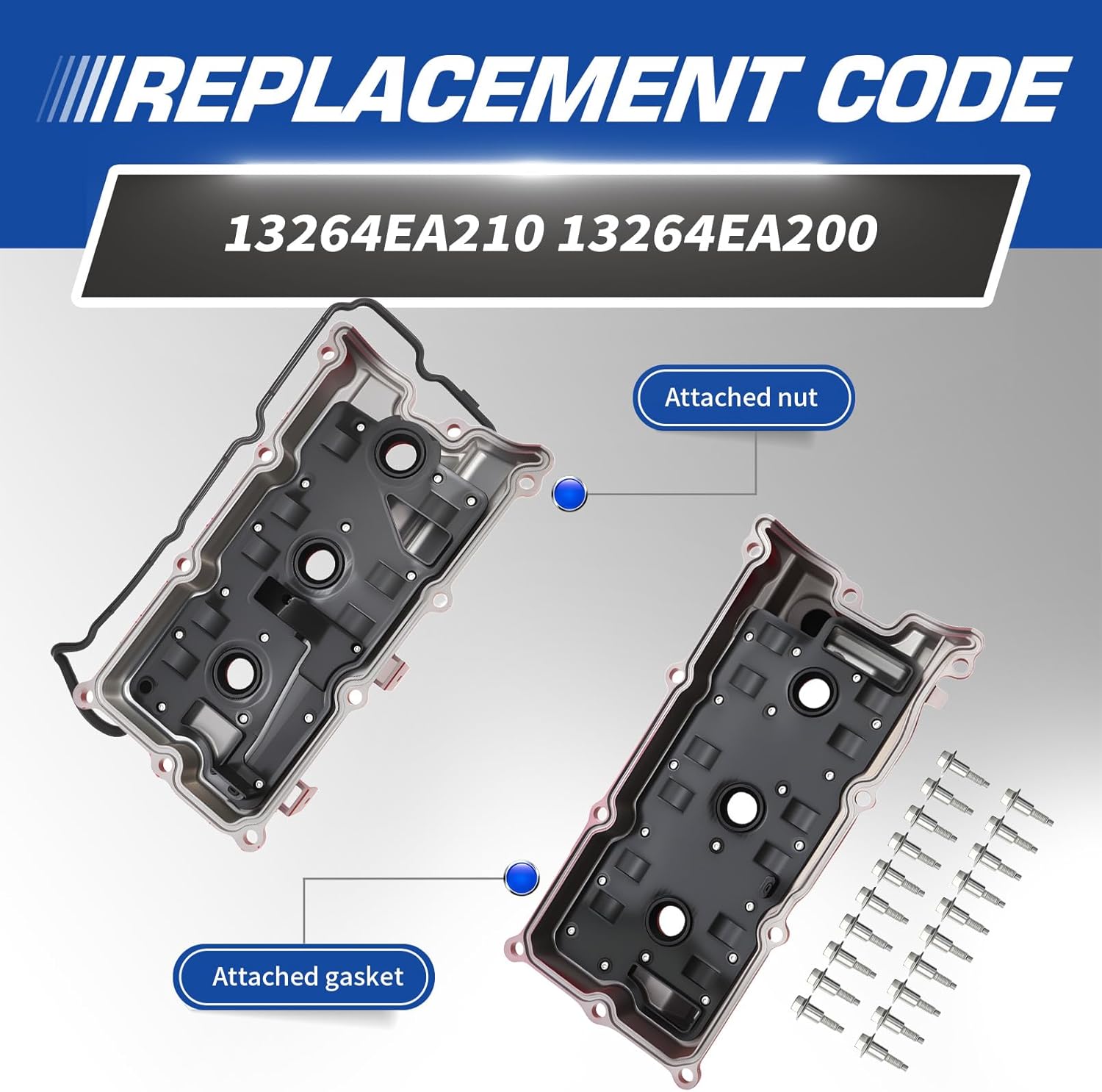 Aluminum Valve Cover Compatible with Pathfinder Frontier NV1500/NV2500/NV3500 4.0L V6 2005-2019 13264EA210 13264EA200 (Red)