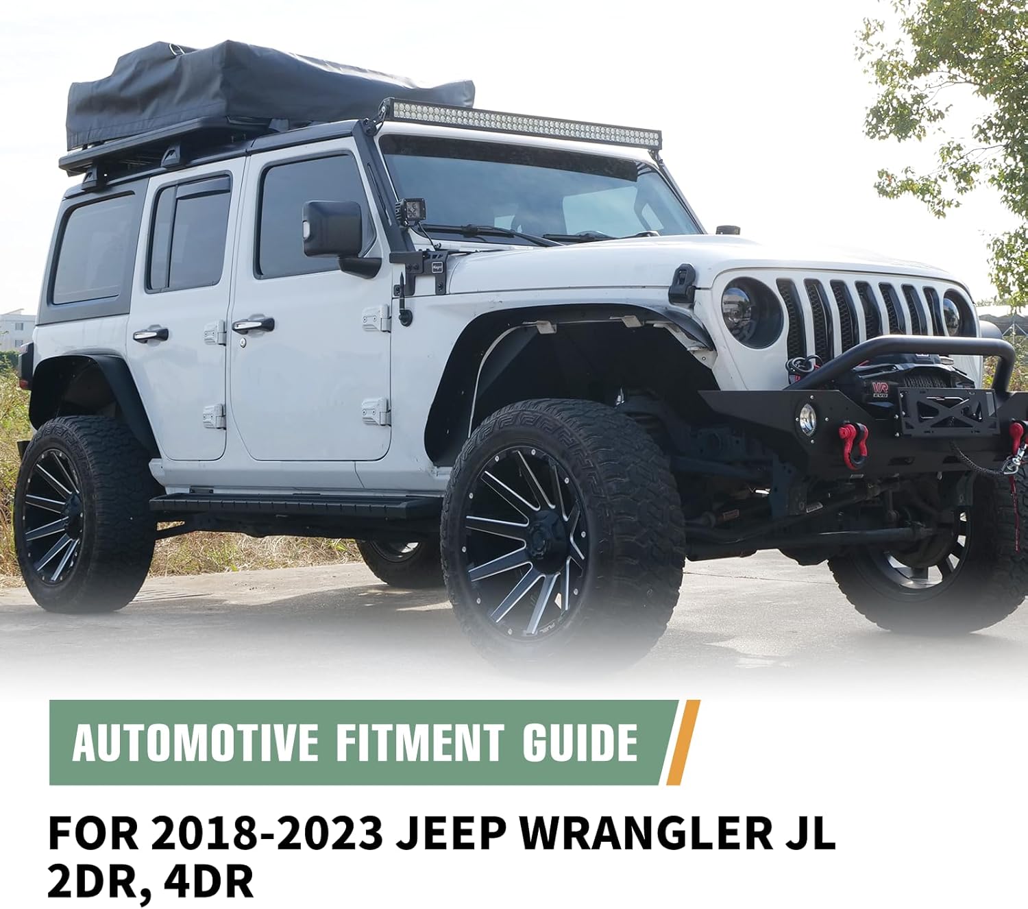 Front & Rear Inner Fender Liners for 2018-2025 Jeep Wrangler JL 2/4-Doors, Offroad Bolt-on Style Powder Coated Steel Splash Mud Guards Wheel Well Cover Liners