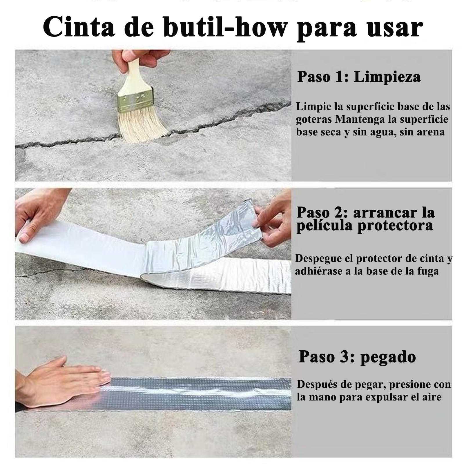 Cinta de sellado de butilo, cinta de aluminio gruesa a prueba de fugas, 5cm x 5m, tira de conducto de butilo impermeable para reparación de vehículos recreativos
