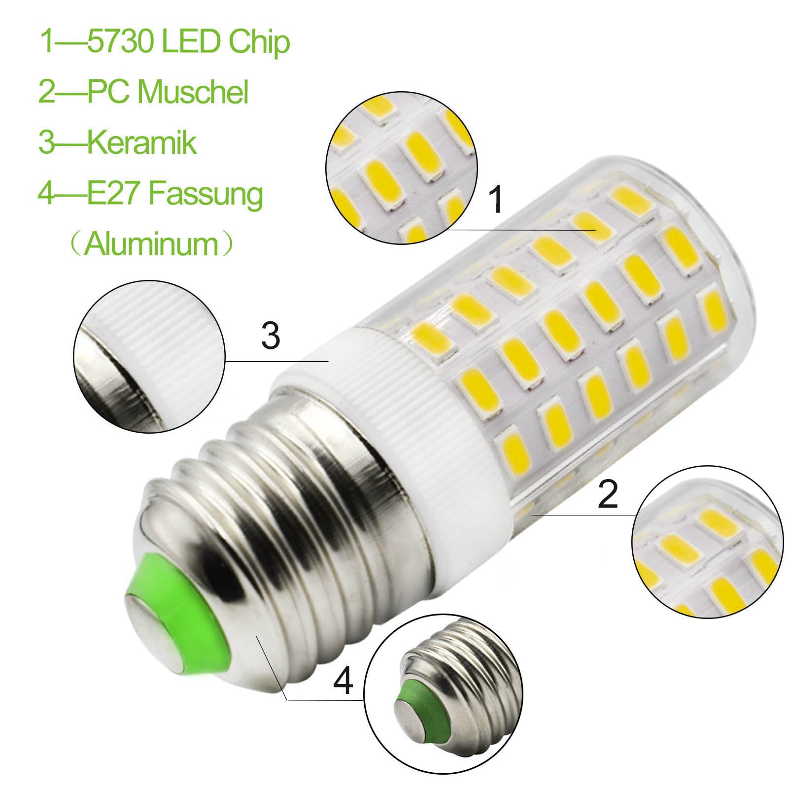 ASAIHKUN E27 Screw LED Bulb Compact Corn Cob 7 Watts (60W- 80W Equivalent) Cool White 6000K ES Edison Screw Light Bulbs 950 Lumen Non-Dimmable for Indoor Lighting Ceiling Light (Pack of 2) - Image 3