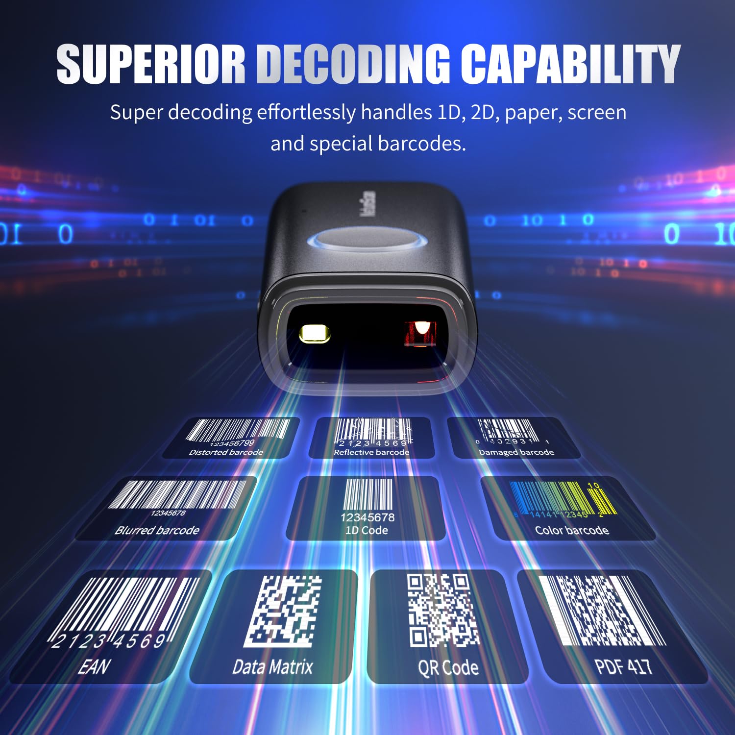 NetumScan Scanner portatile Bluetooth per codici a barre 1D/2D/QR U820