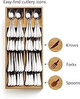 Vista 2 de Joseph Joseph Drawer Store Large Compact Flatware, Silverware, Cutlery Drawer Organizer, 8 compartments, Holds 48 Pieces, Bamboo