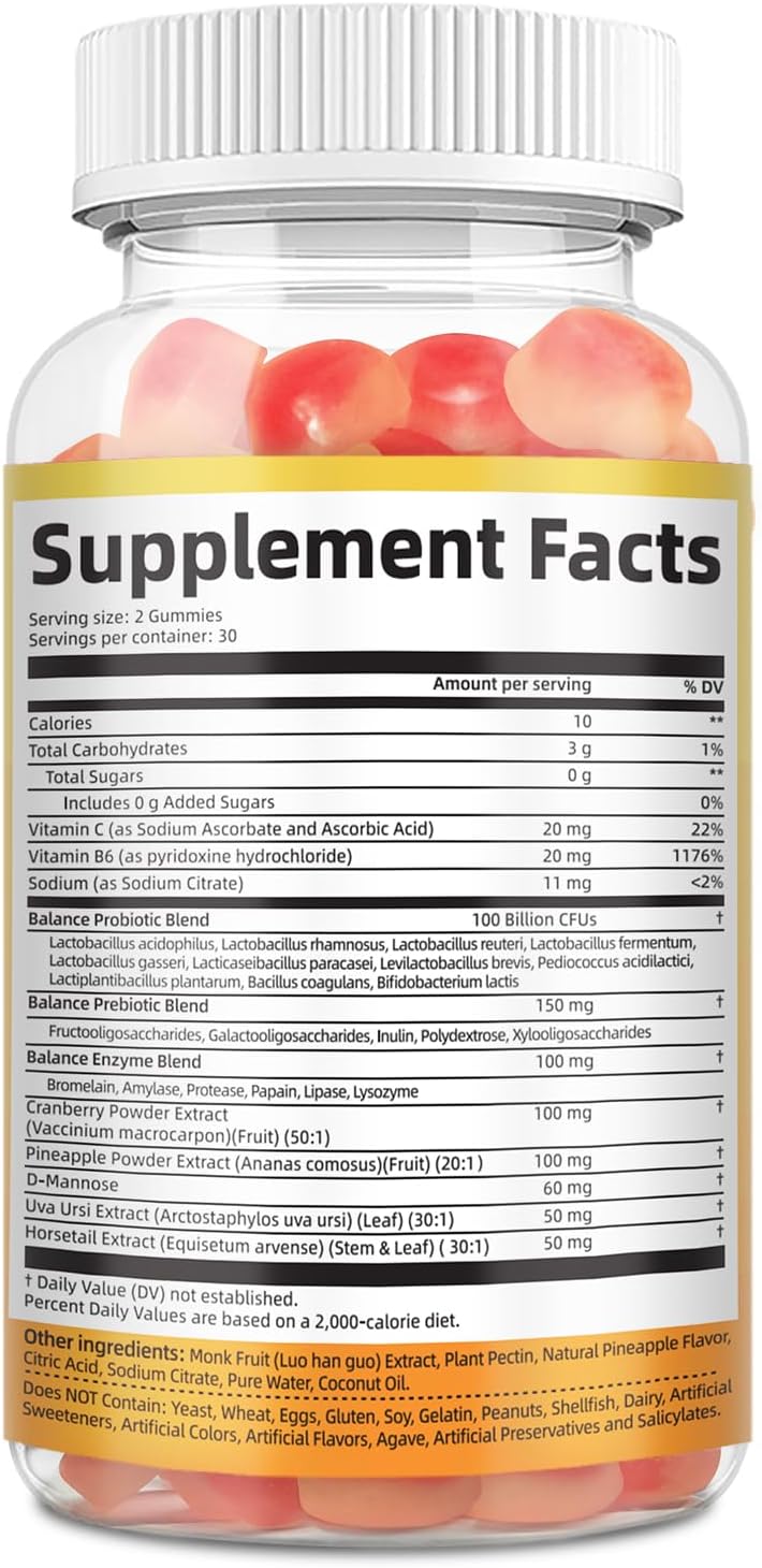 Premium Feminine Balance Gummies, Women’s Health Probiotics - 100 Billion CFU Probiotics - Immune Support, Gut Health, Hormone Balance, PH Balance Vitality, Pineapple Flavor, 60 Count - Image 8