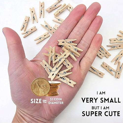 Miniatura 5 de Mini pinzas para la ropa, mini alfileres para fotos de madera natural, pequeños clips de fotos para manualidades, 1 pulgada, 100 pinzas pequeñas
