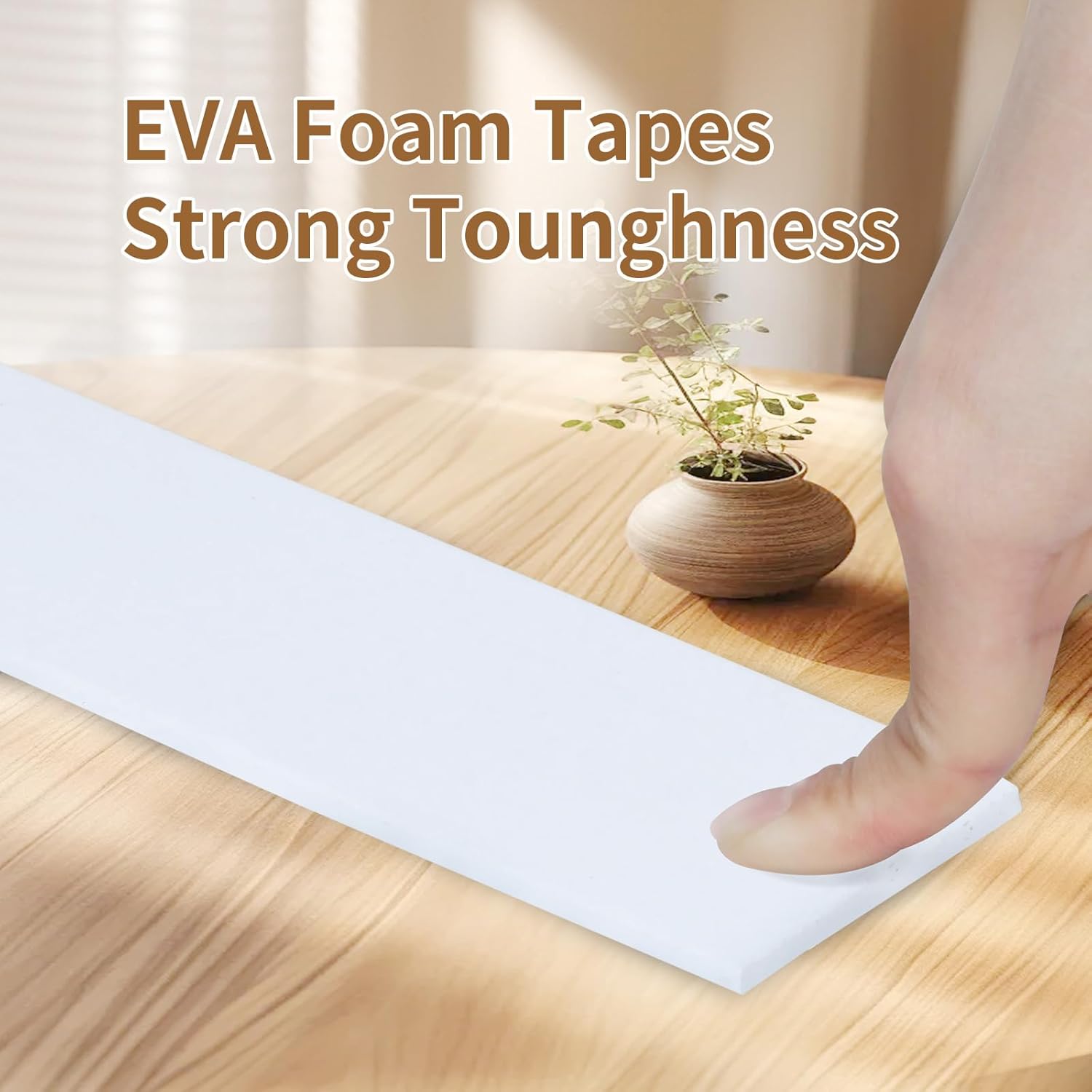 ZOMPAGO Single-Sided Adhesive EVA Foam Tape 1.6in x16.4FT,White Foam Weather Stripping,Door Seal & Window Insulation Tape,Waterproof Sound Proof Seal Strip for Doors,Windows,Garage Door & Gap Sealing