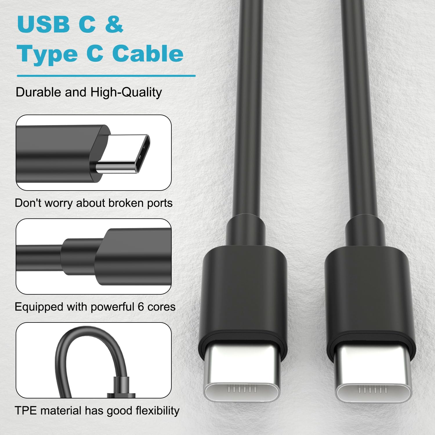 45W Cargador Carga Rapida, 2Pack USB C Cargador Rapido con 2M Cable para Samsung Galaxy S26/S25/S24/S23/S23+/S23 Ultra/S22/S21/S20/Note20/A73/A53/S10, Tipo C Cargado Cabezal Negro — view 2