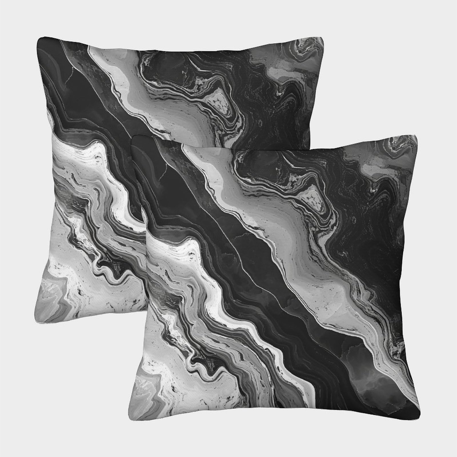 Abstract Art Square Pillow Covers Set of 2 Invisible Zipper Black And White Pillow Cases Throw Pillow Covers for Living Room Sofa Couch Bed Pillowcases 45x45cm