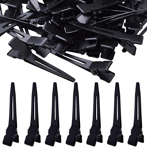 100 pinzas negras de una sola punta, pinzas de pelo de cocodrilo de metal, pinzas de peinado para mujeres y hombres, extensiones de cabello de salón