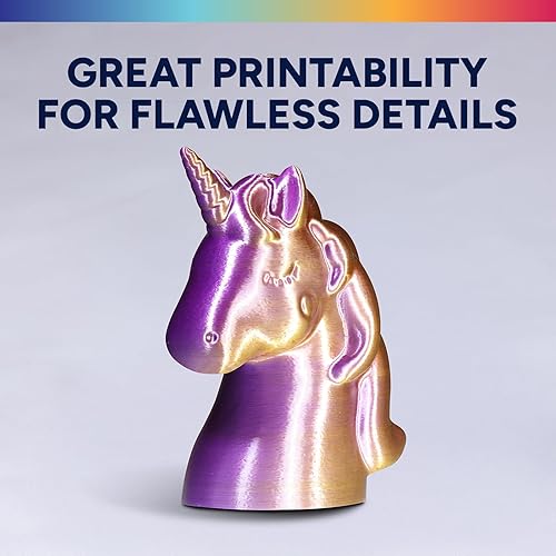 Miniatura 3 de OVERTURE Filamento PLA de seda de doble color de 0.069 pulgadas, filamento de impresora 3D brillante sin obstrucciones, carrete de 2.2 libras,