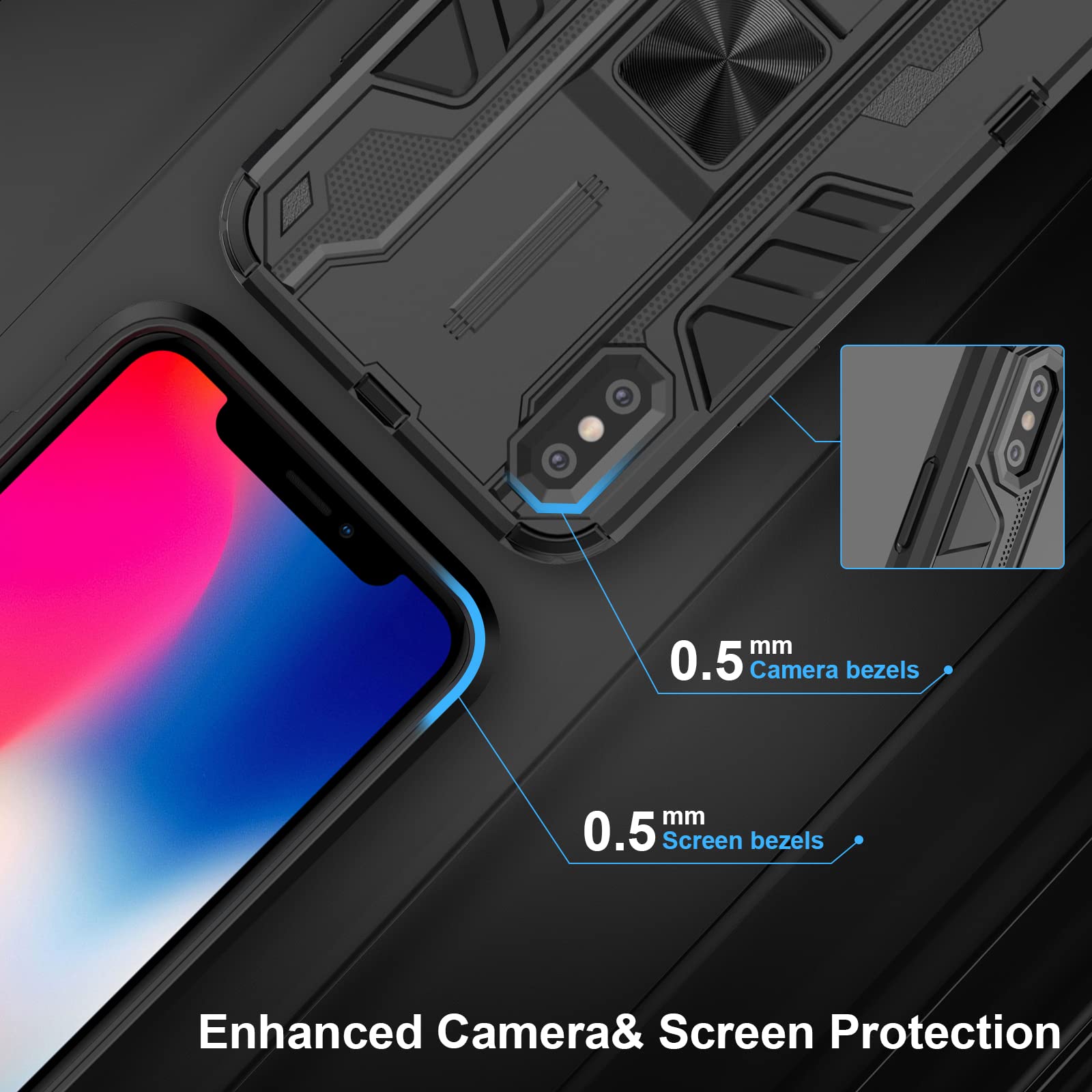 Funda para Xiaomi Redmi Note 15 Pro 5G, Carcasa Antigolpes con Soporte anular metálico, Case Protectora de Grado Militar, Azul — view 14