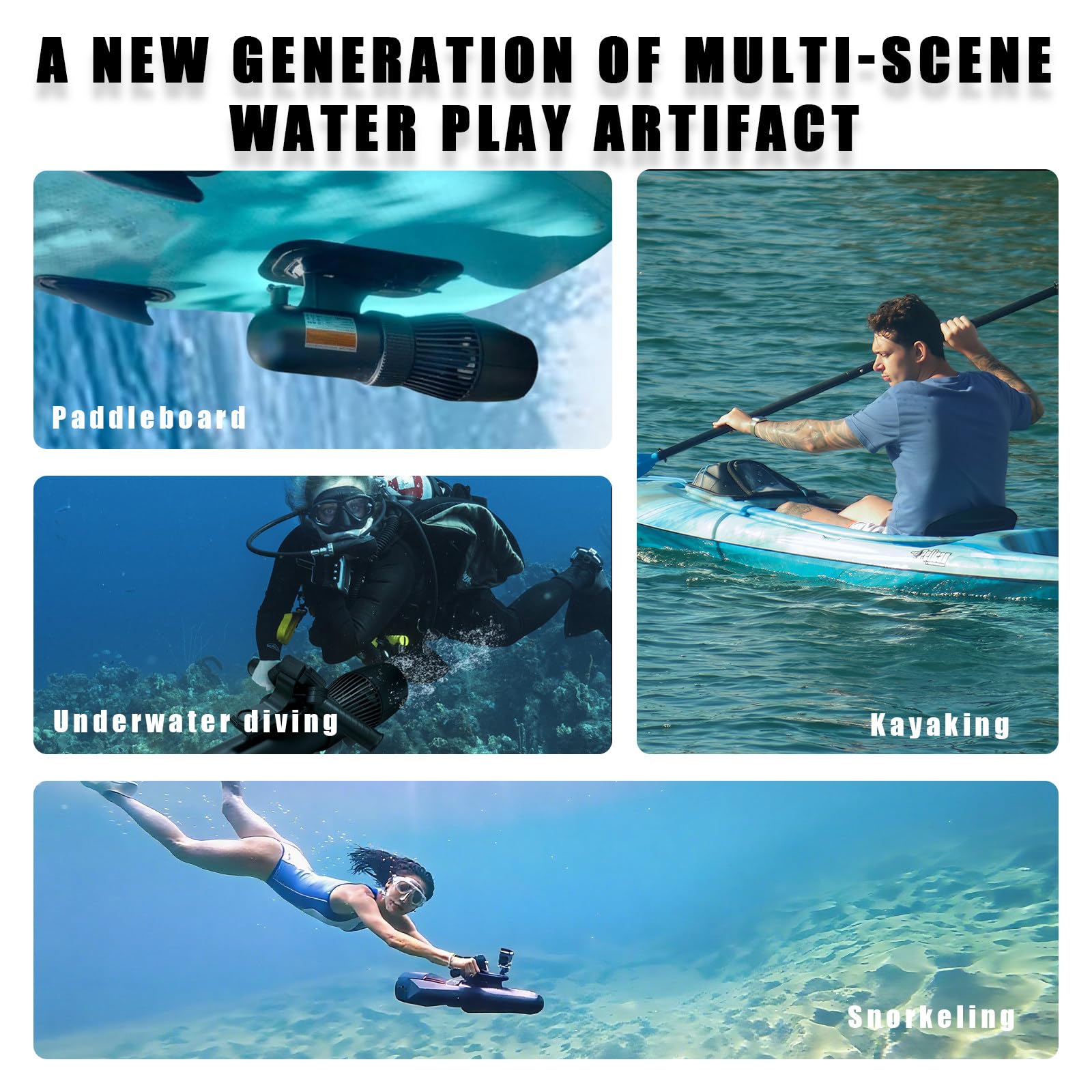 BANGBANGJI Scooter Submarino 500W/700W Alta Potencia Hélice Submarina Dispositivo Natación 9 Velocidades Control Remoto Máx 9KM/H Asa Plegable Ergónómica para Buceo Piscina Océano 500W-10000Ah
