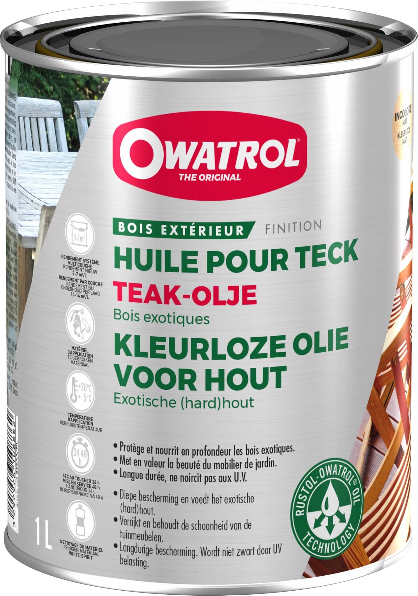 OWATROL Teak-OLJE Teaköl, schützt und pflegt exotisches Holz, 1,0 l