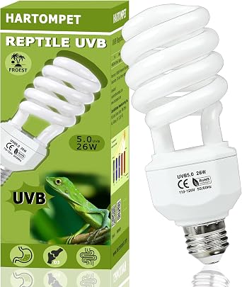UVB 5.0 Reptile Light 26W Compact Fluorescent Coil UVB Bulb for Chameleons, Iguanas, Turtles, Tropical & Rainforest Reptile Terrariums, Pet Habitat, UVB Lighting for Healthy Reptiles