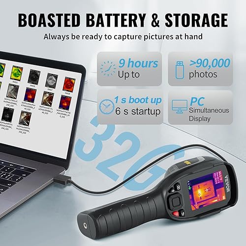 Miniatura 40 de VEVOR Cámara de imágenes térmicas, resolución de 320 x 240 píxeles con cámara visual de 2 MP, cámara infrarroja de frecuencia de actualización de 25