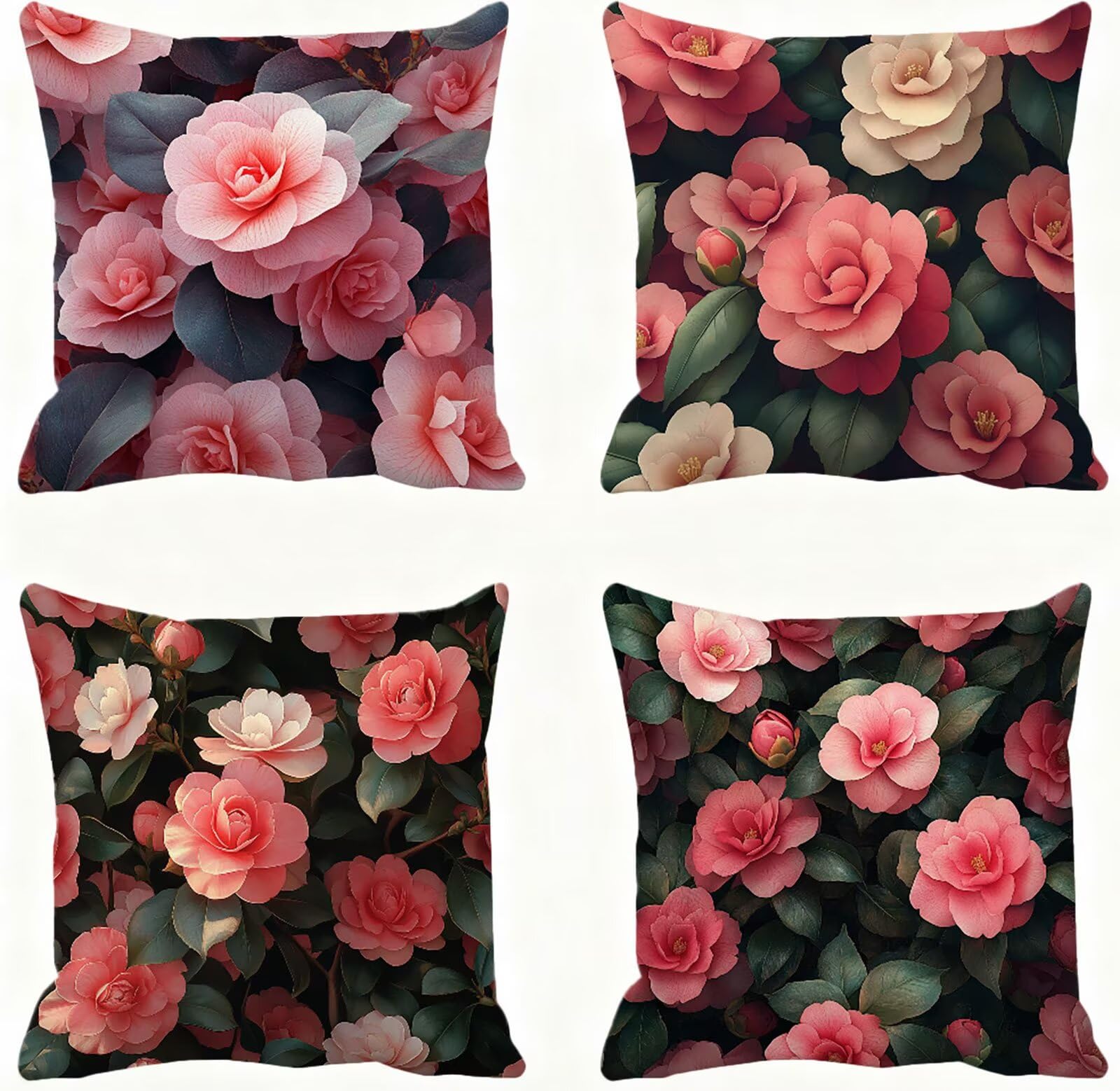 Protege oreiller 60 x 60 super doux lavable, taie d'oreiller carrées motif fleur