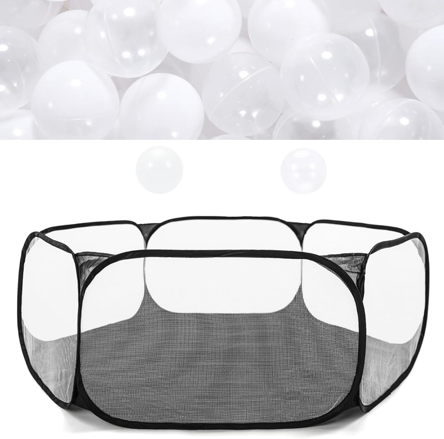 STARBOLO Kids Ball Pit Play Tent, 100pcs White Clear Balls Included