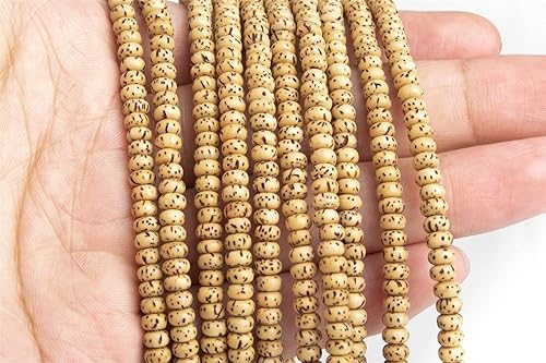 4-5x3MM Lotus Bodhi Seeds Mala Beads 231 Pcs Natural Yellow Rondelle Beads 26.5"