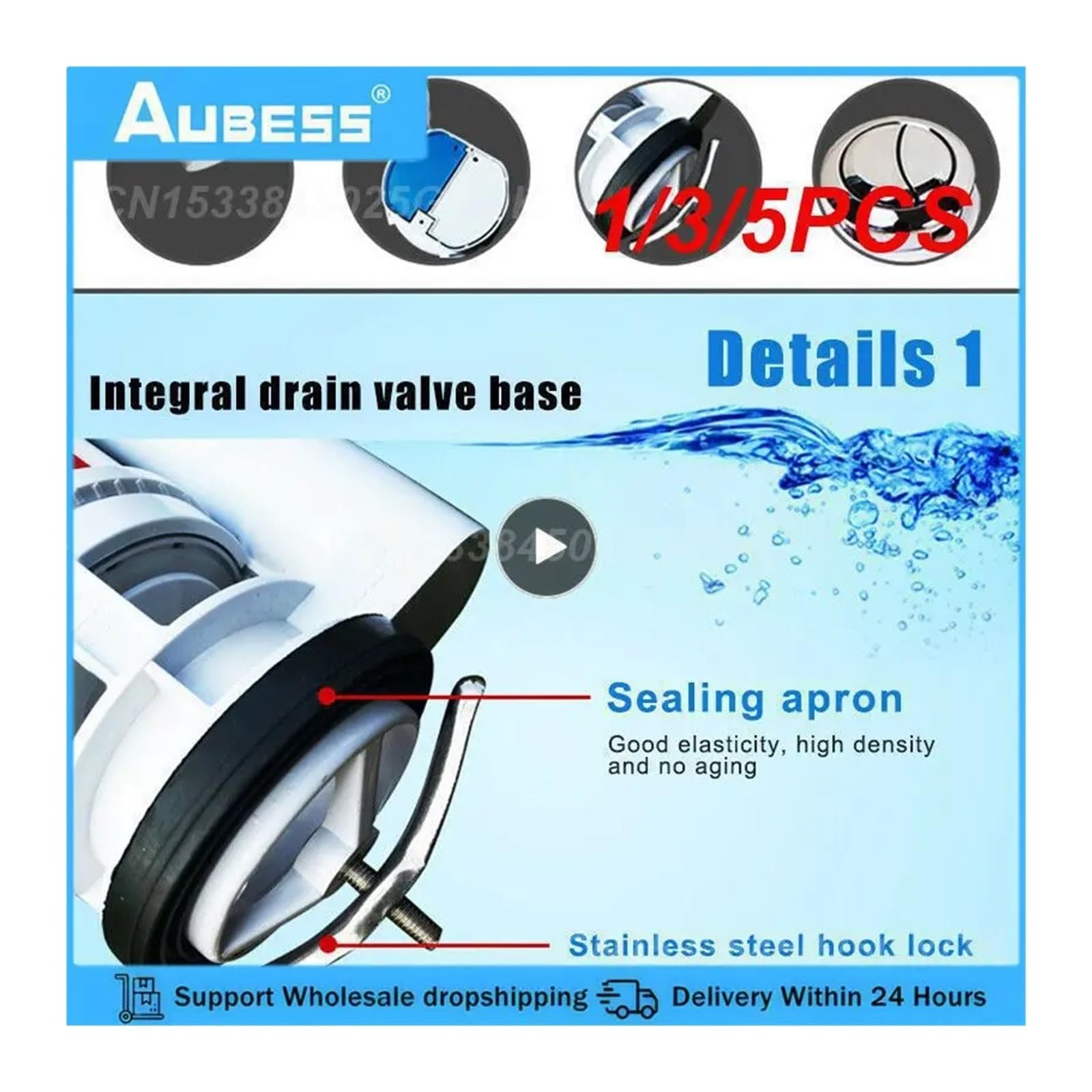 1/3/5 Piezas Válvulas de Descarga de Drenaje empotradas for Tanque de Inodoro Válvula de Salida de Dos Botones Closestool Accesorios de Repuesto for Cisterna de baño(21 CM-3PCS)