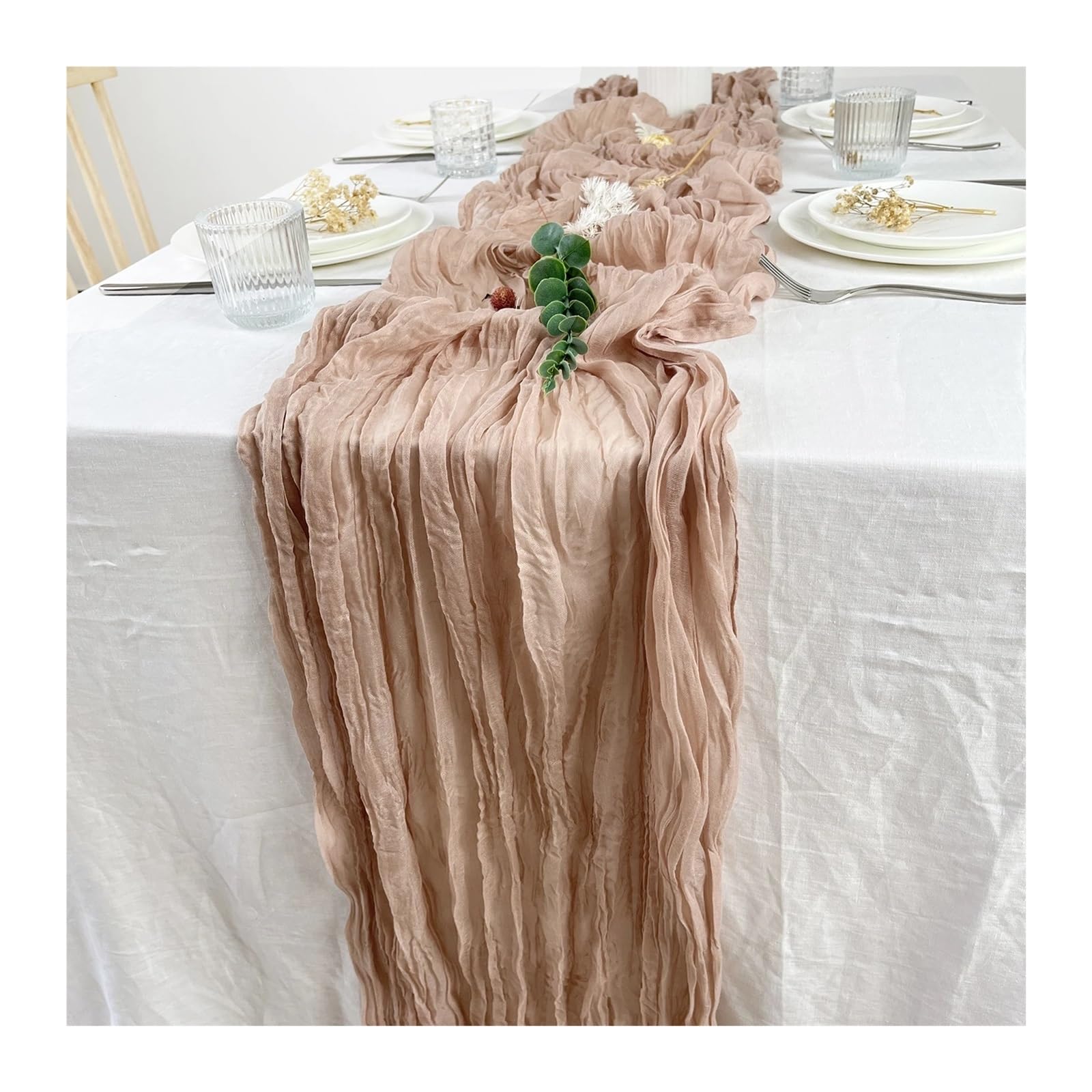 Cotton Table Napkins, Cheesecloth Gauze Table Runner Multicolor 10 Pcs Multiple Sizes(Hazelnut,10PCS 90X400cm)